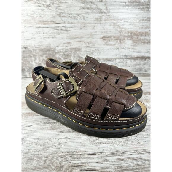 Men's Dr. Martens Arc Fisherman Brown Leather Sandals Sz 11 EUC! - Picture 1 of 9